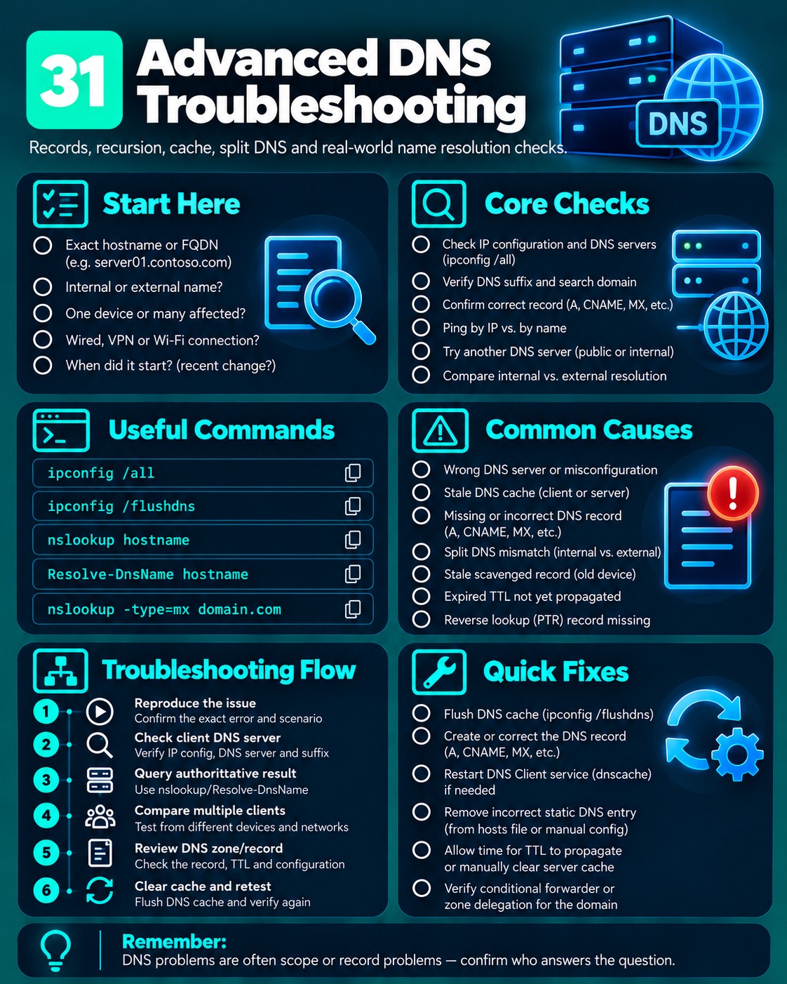 Advanced DNS Troubleshooting cheat sheet