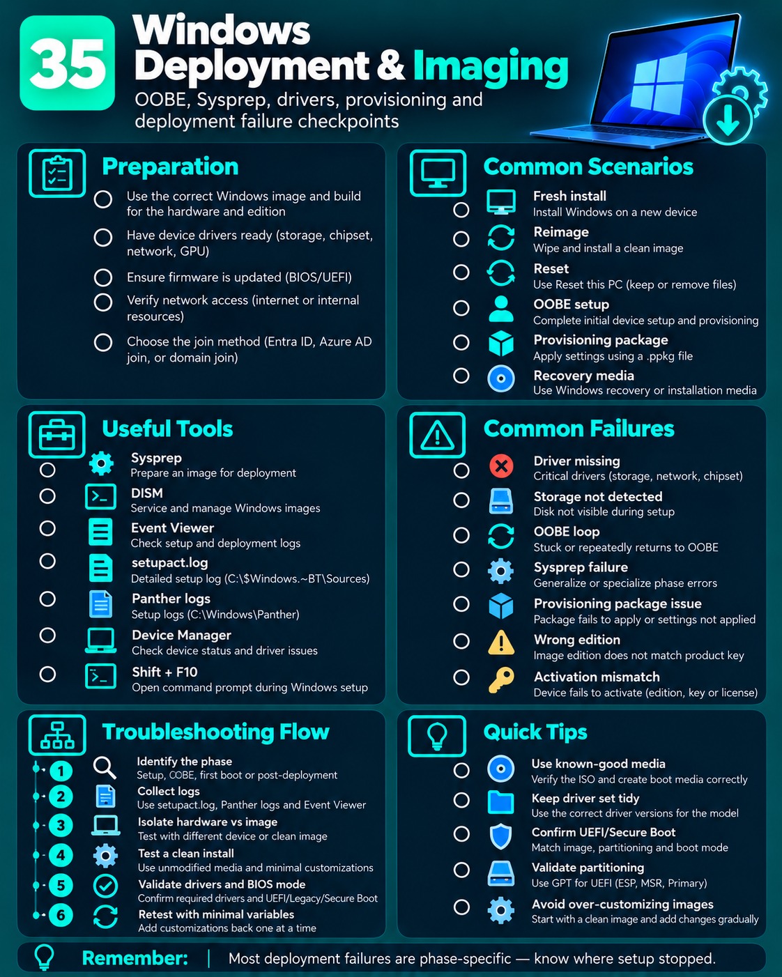 Windows Deployment & Imaging cheat sheet
