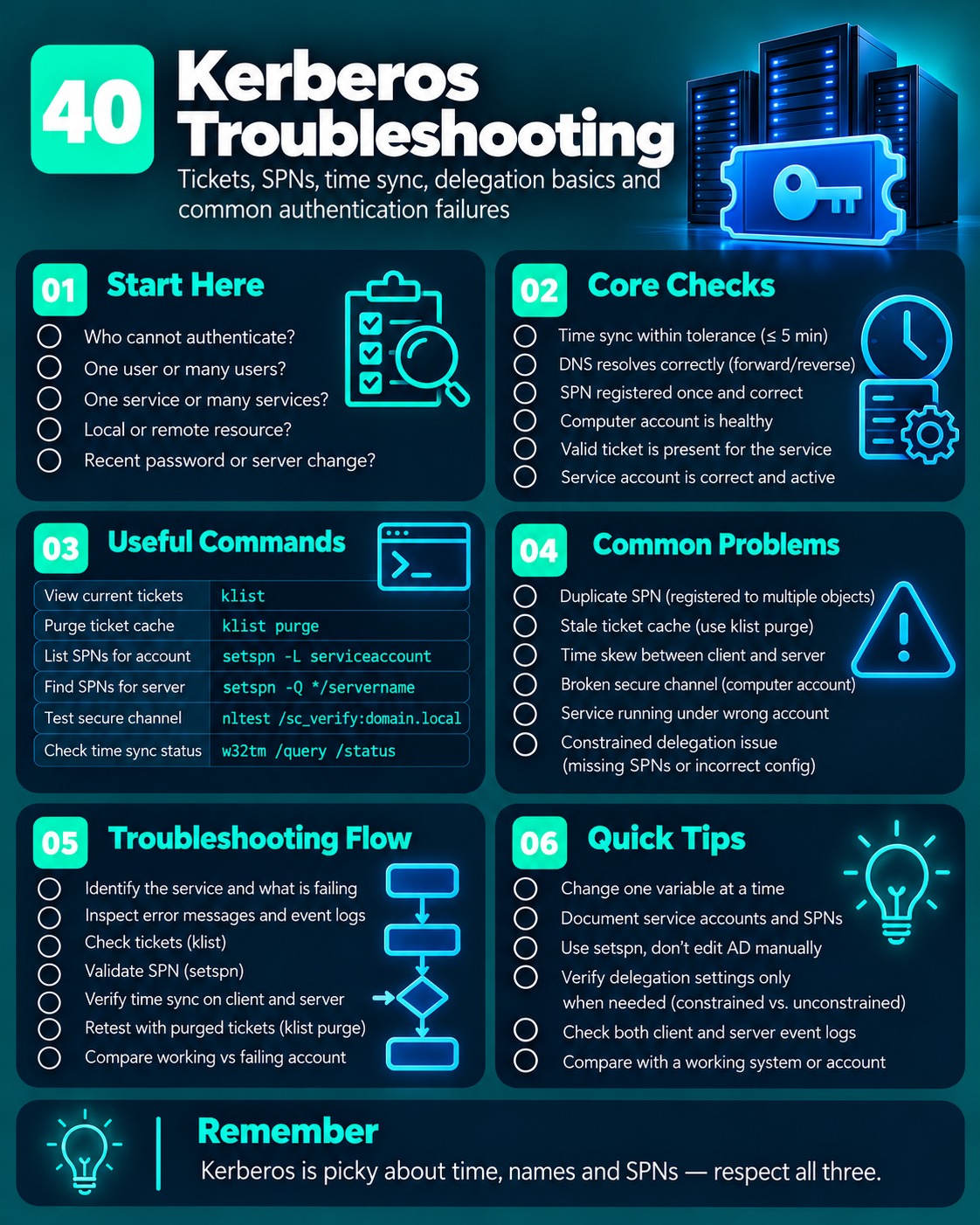 Kerberos Troubleshooting cheat sheet